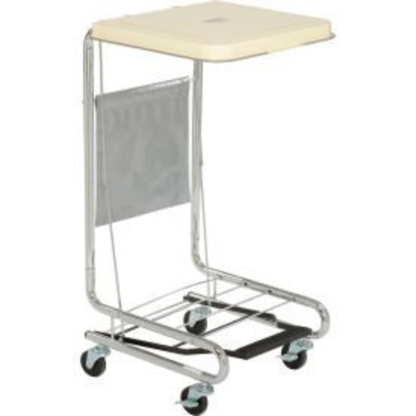 Global Equipment Chrome Hamper Stand With Foot Pedal   Poly Coated Steel Lid LQX100001